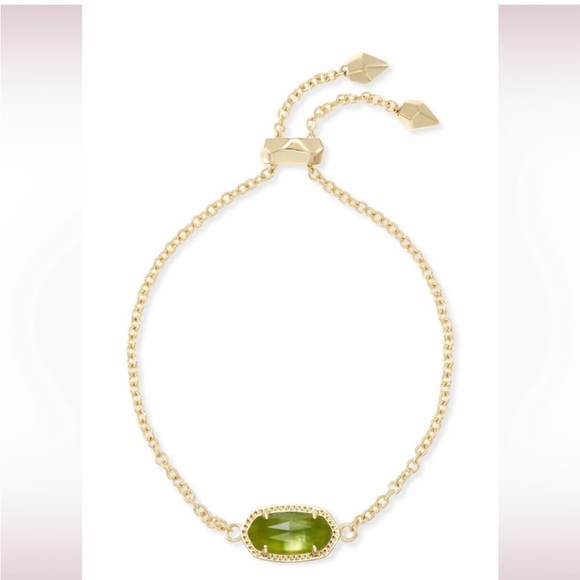 Kendra Scott x Elaina Gold Adjustable Chain Bracelet in Peridot Illusion NEW - Picture 1 of 5